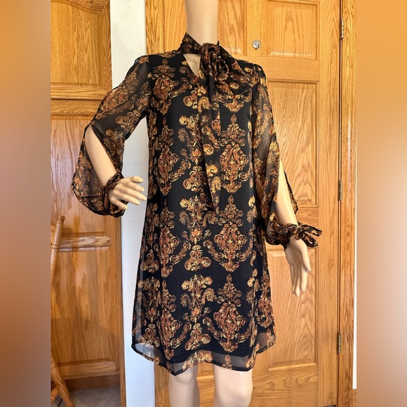 Victoria's Secret Dresses & Skirts - Victoria Secret Lascana Black & Browns sheath dress - keyhole sleeves & …